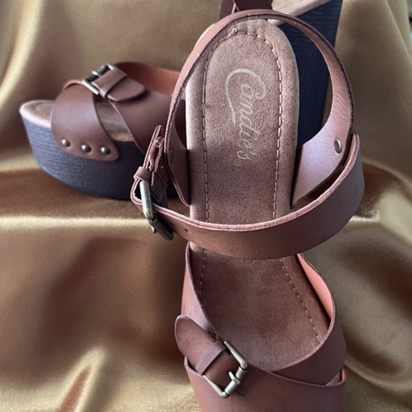 cognac platform heels